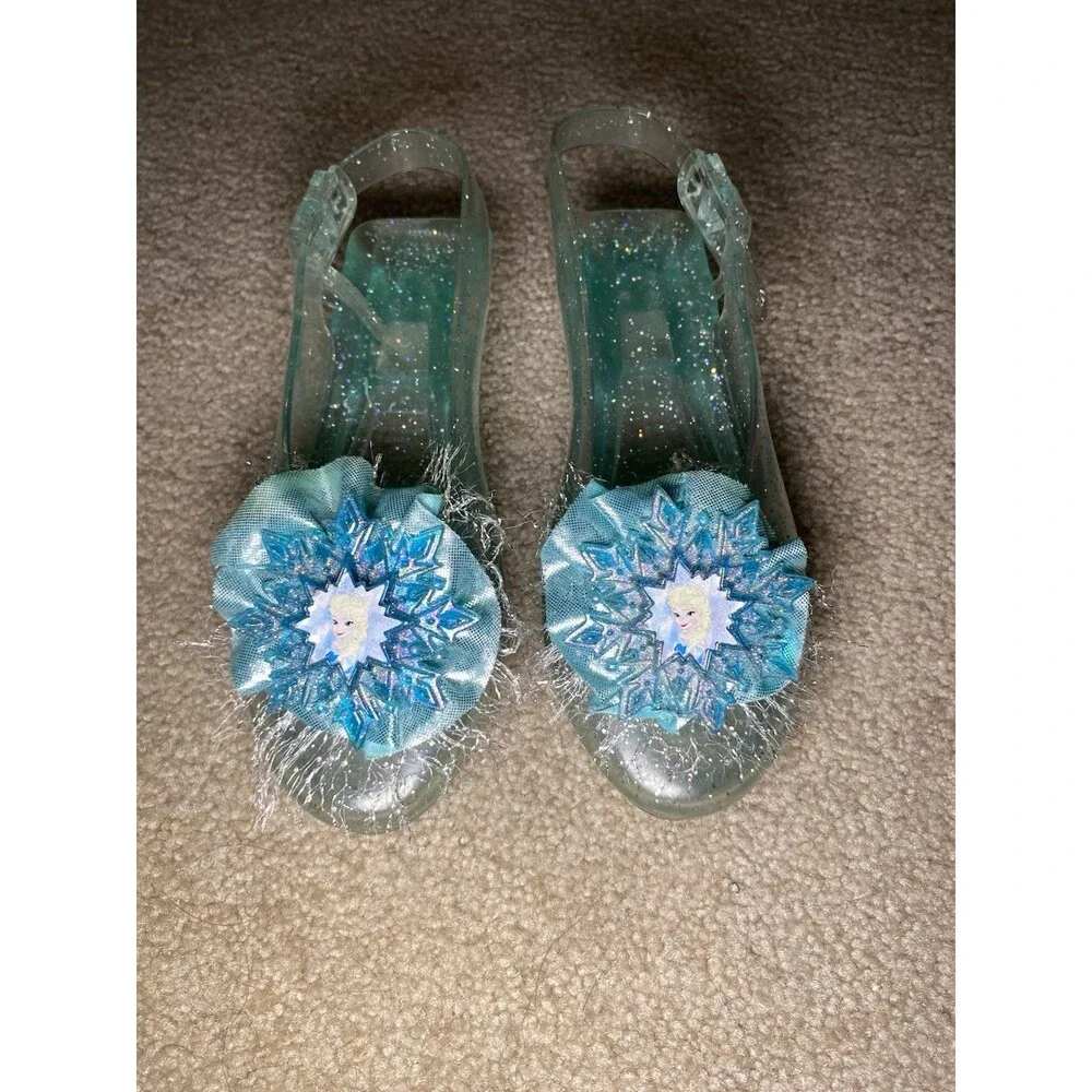 Disney Frozen Elsa Glitter Sparkle Dress Up Jelly Shoes Snowflake - Picture 3 of 7